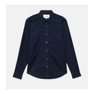 FRAME Brushed Cotton Button Front Shirt Small Navy Blue Tencel Classic CasualMen